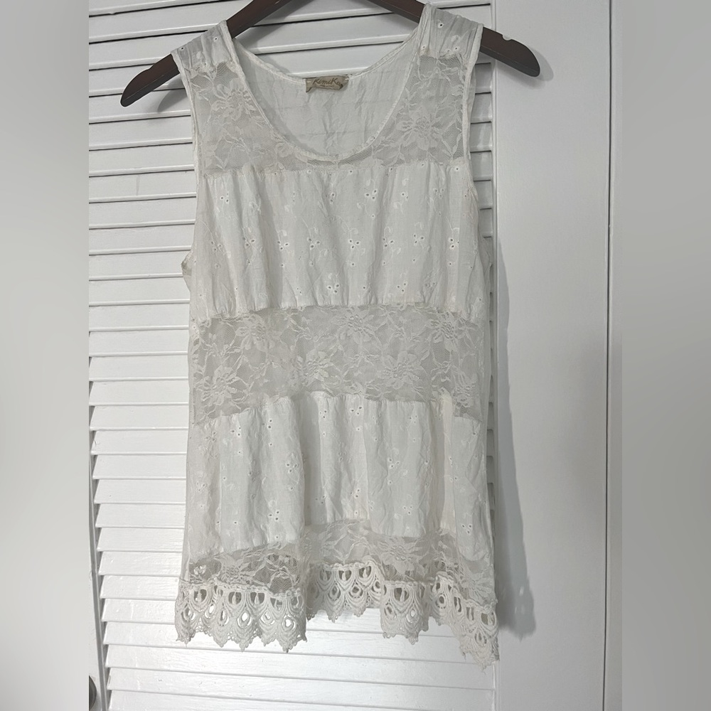 White lace shirt by KimiKa, Ideal for Summer, Festival, Barbecue, Garden party